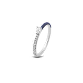 Tiny Silver Joy Pear Ring, White Rhodium, Natural White Topaz + Give Joy Gift